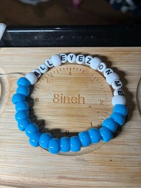 Personalized Letter Bead Bracelet in Blue and White